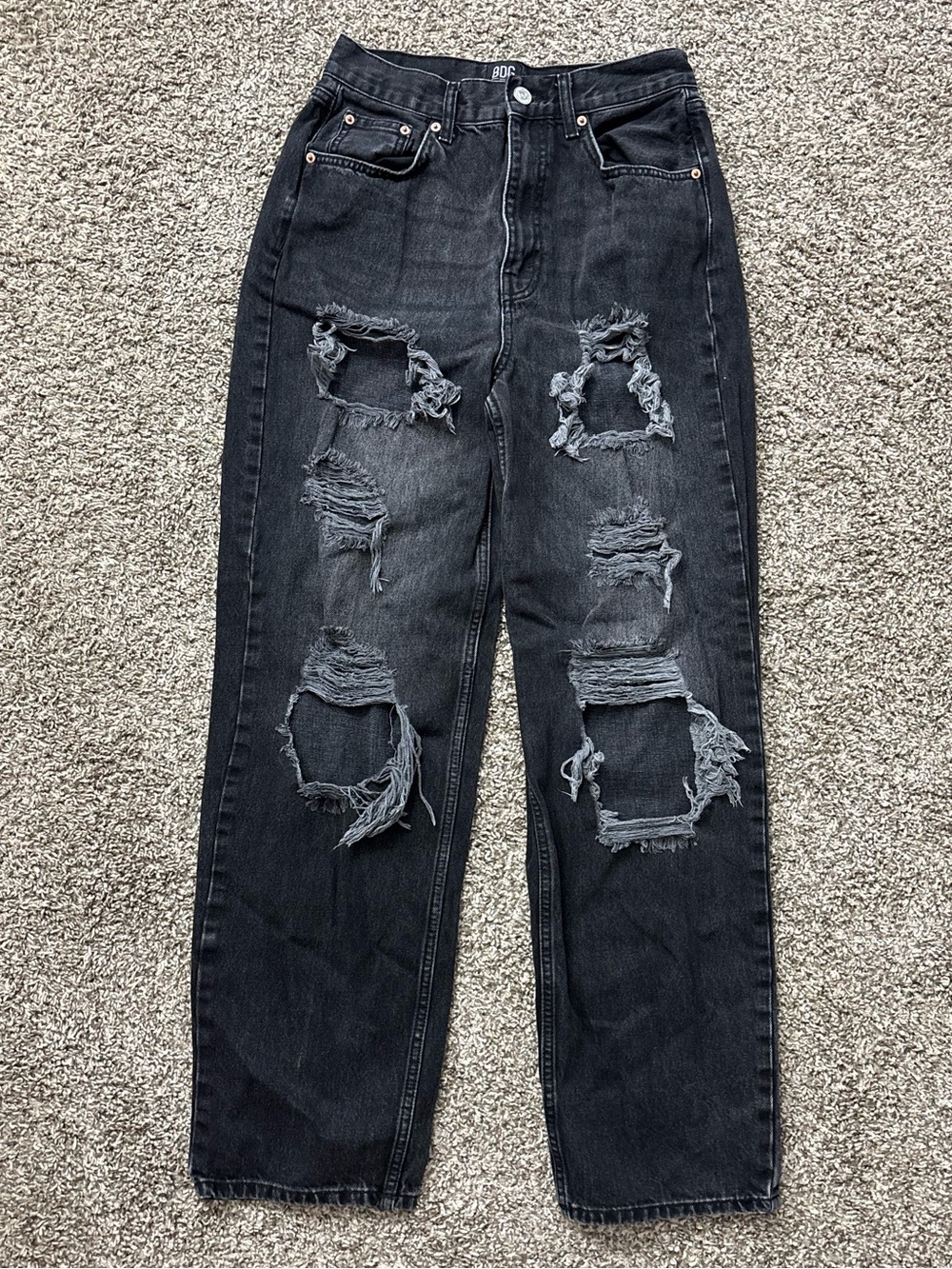 BDG Urban Outfitters High Rise Baggy Black Distressed Relaxed Jeans Woman 29